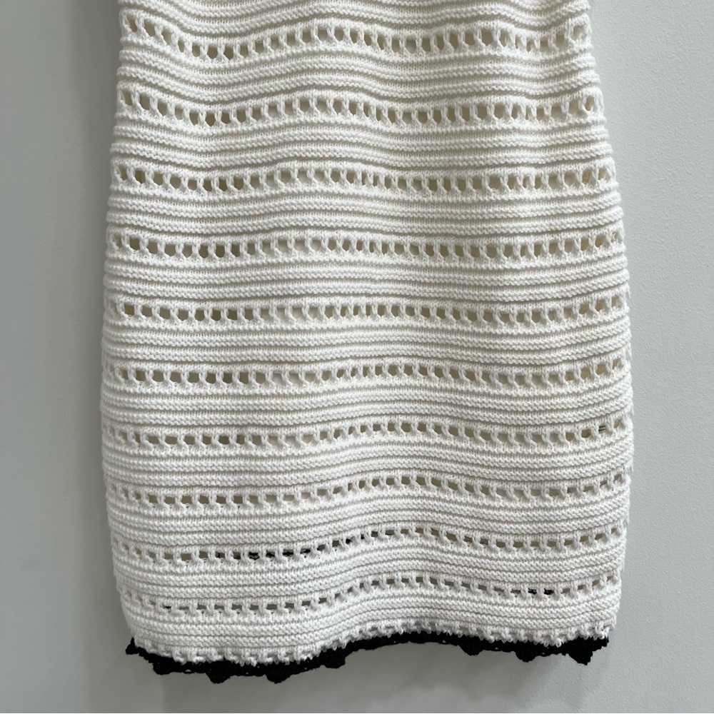 Free People White Crochet Mini Dress with Black Trim - Picture 5 of 10